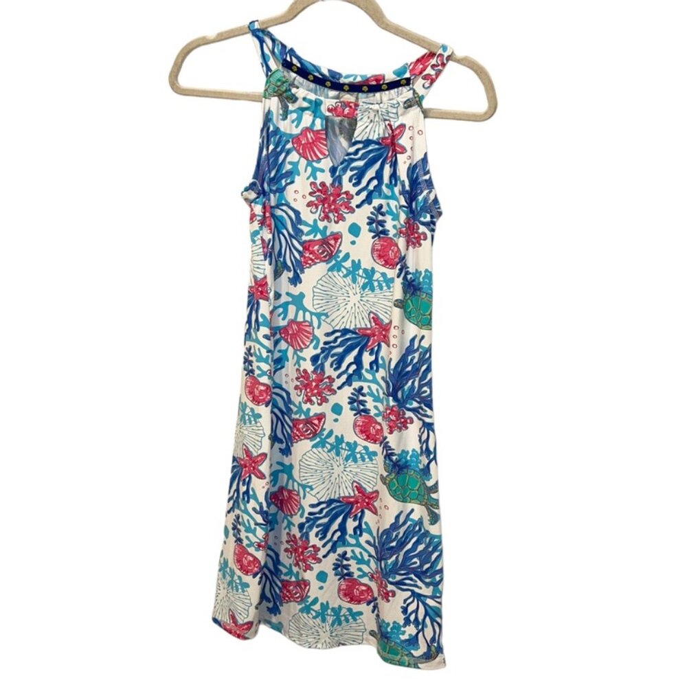 Banana boat blue turquoise pink turtle print SWIM dress SPF 50 small